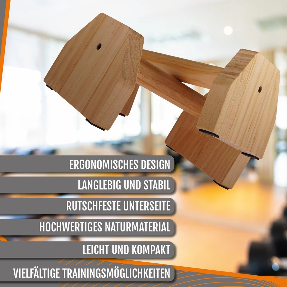Liegestützgriffe aus Holz Push-Up Calisthenic-Stützen Sportgriffe Fitness Kraft - Bild 3 von 4