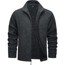 NWT TACVASEN Men's Fleece Jackets Warm Casual Zip Front Coats, Black-SZ L