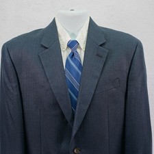 Ralph Lauren Wool Silk Blue Herringbone 2 Button Blazer / Sport Coat 42R