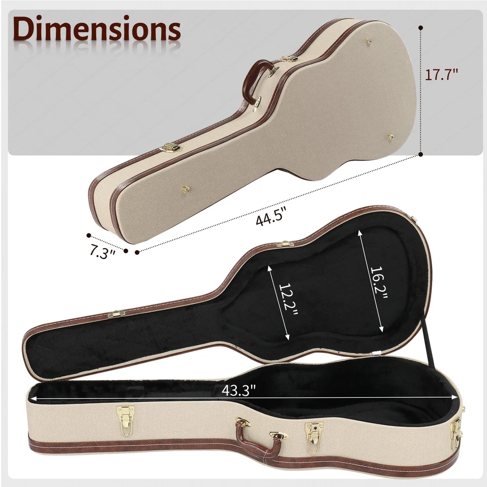 41 inch Folk Guitar Hardshell Case Fits Most Acoustic Guitars Microgroove Flat - Image 2 of 4