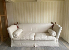 Large Knole Sofa - Cream Fabric with Brass Details