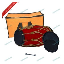 New Professional Red velvet Dholak With Golden Fitting Instrument With Bag