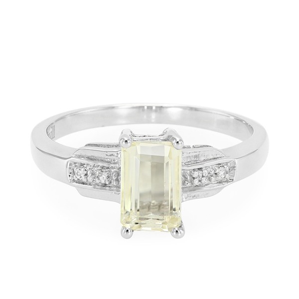 Cavill Ring Sterlingsilber Platiniert Kanariengelber Kunzit 1,53Ct Damen-image