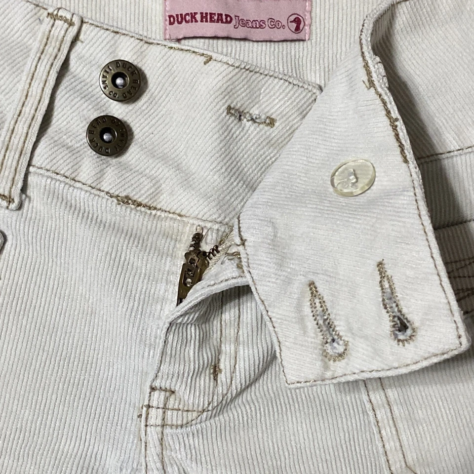Pantalones de tiro bajo acampanados de pana marfil vintage Duck Head para mujer talla 3 grunge Foto 4 de 4