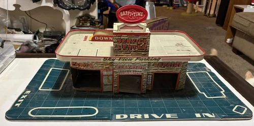 1950's Marx Tin Litho Happi Time Service Center w/ Sky View Parking