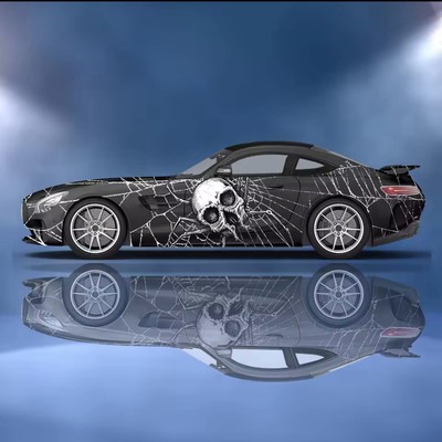 Goth Skull Spider Web Decal; Racing Decals; Street Car Decals; Comes With 2 pcs