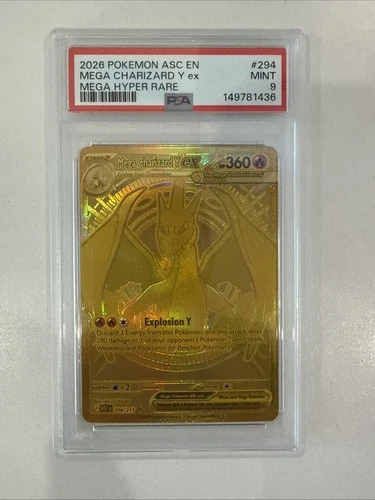 2026 POKEMON ASCENDED HEROES MEGA HYPER RARE MEGA #294 CHARIZARD Y EX PSA 9