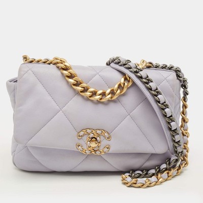 Chanel 19 Small Lilac Quilted Leather Flap Bag