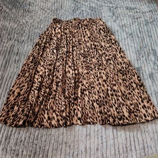 Chartou Leopard Print Maxi Skirt Sz Med Accordian Lined Flowy 28"×29"  