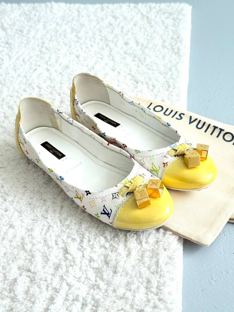Louis Vuitton White Multicolor Monogram Ballet Flats Ledies Size 37 EU / 7 US