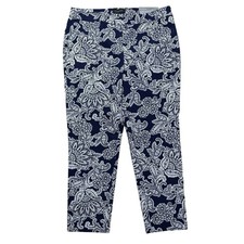 Talbots Chatham Ankle Pant Sz 14P Petite Blue Paisley Slim Leg NWT 99