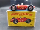 Matchbox Lesney 73 Ferrari Racing Car Grand Prix Red - White Driver Original Box
