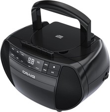Portable Top-Loading CD Boombox with AM/FM Stereo Radio Cassette Player/Recorder