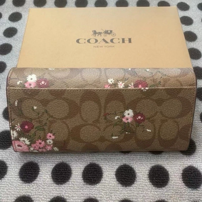 NWT Coach Accordion Wallet In Signature Canvas Floral Print Slim Envelope Wallet - Image 2 of 4