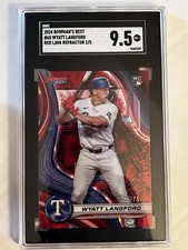 2024 Bowman's Best Wyatt Langford RC Red Lava Refractor #2/5 Rangers SGC 9.5