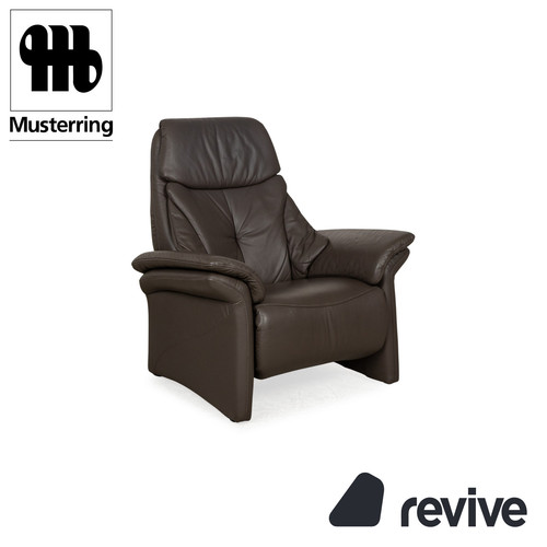 Pattern Ring Leather Armchair Brown Manual Working