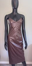 Fashion Nova Women's Brown Pleather Dress Fully Lined Size M