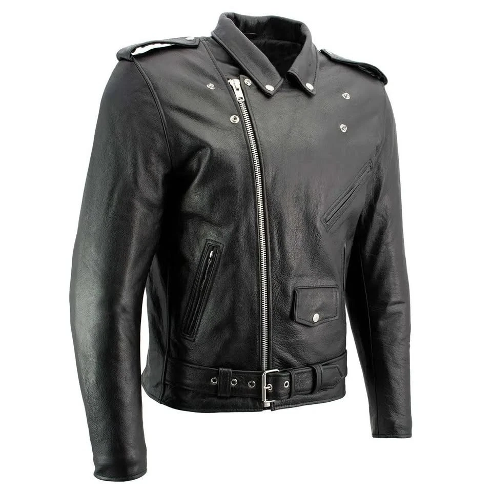 Men’s & Women’s Leather B7100 Classic Top Grade Motorcycle Biker Jacket - Black