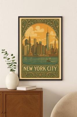 New York City Art Deco Style Poster - 24x36 Print