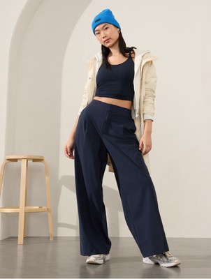 NWOT Athleta Pinnacle Trouser Pants Navy Blue 8 Medium Wide Leg