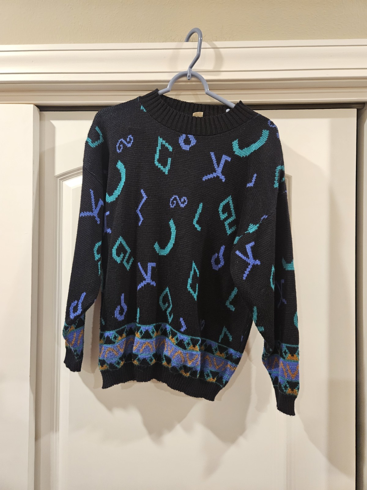 Vintage 80's Funky Fab Abstract Acrylic Knit Sweater Size 38. Womens M/l.