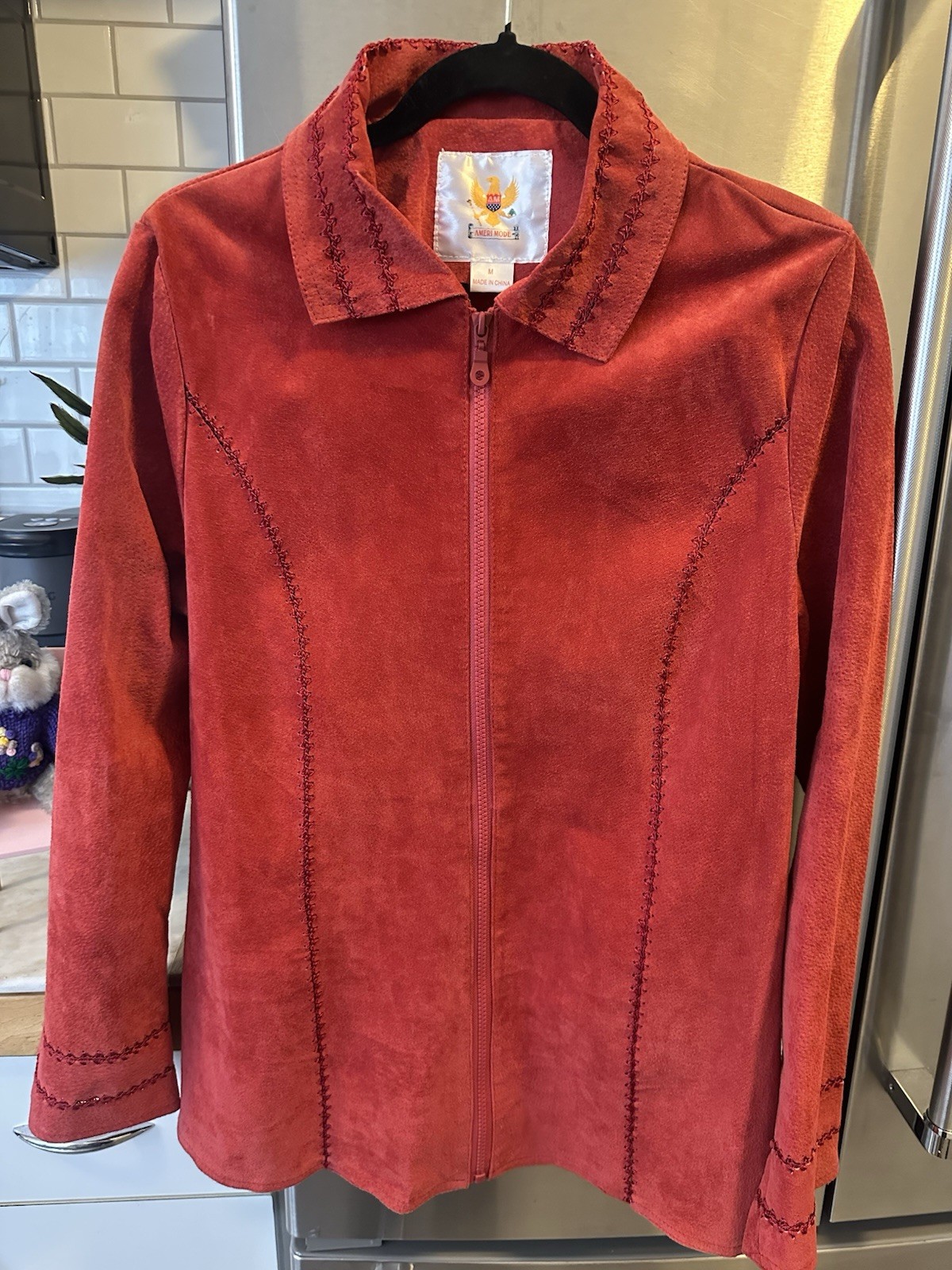 Red Suede Whipstitch Jacket By Ameri Mode, Cowboy… - image 1