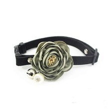 Peony Flower Cat Dog Collar Bow Tie - Suede Puppy Necklace with Bell Pearl - ...