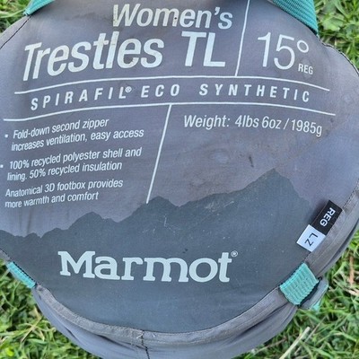 Marmot Womens Trestles TL 15 Regular Synthetic Sleeping Bag Teal Blue