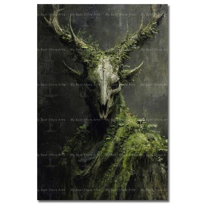 GOTHIC WENDIGO ART PRINT, Nature Forest Skull Poster, Dark Fantasy Wall Decor