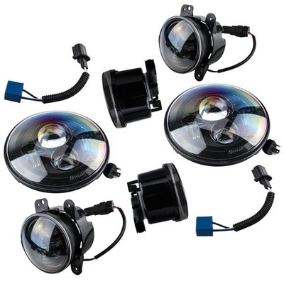 H4/H13 LED Headlight Fog Light Package for Jeep Wrangler JK 2-4 Door 2007-2018