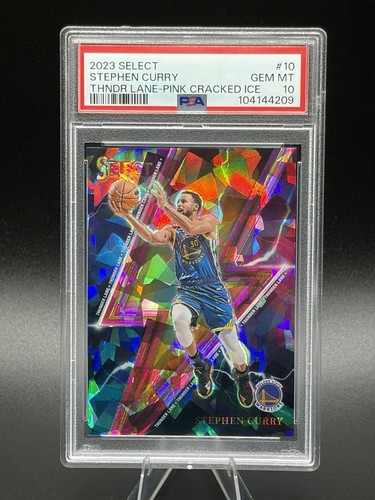 2023 Panini Select Stephen Curry Thunder Lane Pink Cracked Ice /99 #10 PSA 10