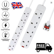 4 6 Way UK 13A Trailing Socket Mains Electric Power Plug Extension Lead 3M Cable
