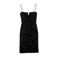 Y2k Nicole Miller Collection Black Strappy Cocktail Dress with Ruched Detailing