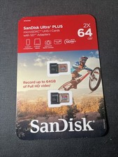 SanDisk 2X 64GB Ultra Plus MicroSDXC UHS-I Cards With SD Adapters Factory Seal