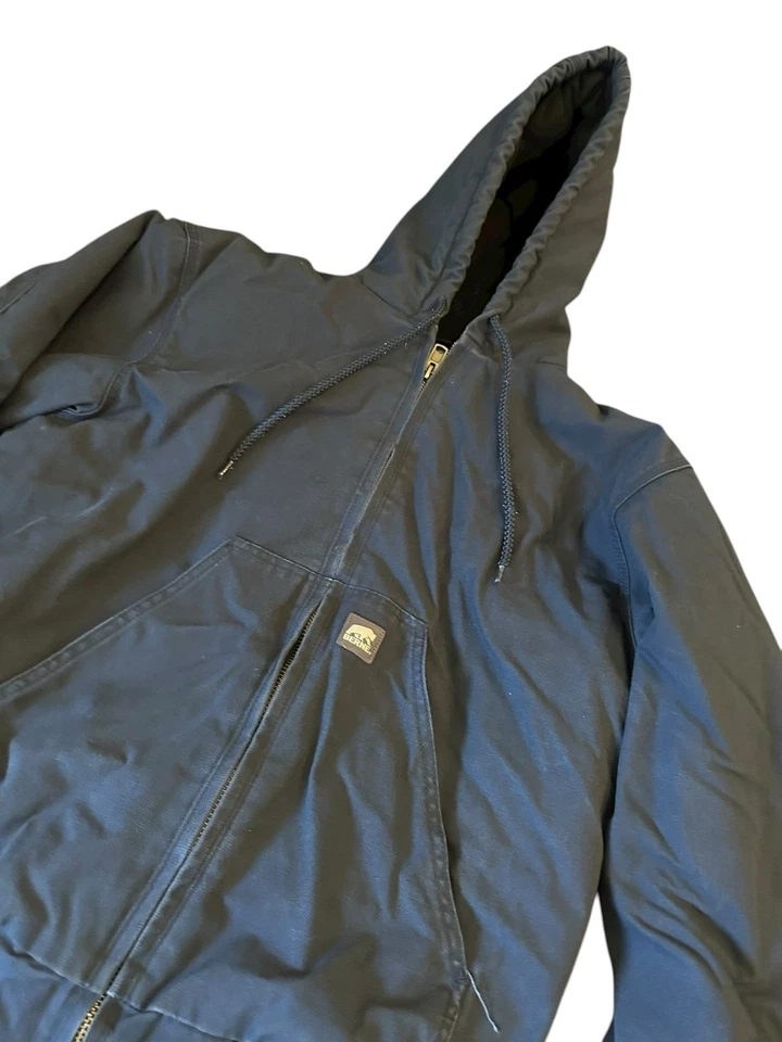 Chaqueta de Trabajo Activa Berne Heritage Duck Con Capucha Azul Marino Grande Aislada Foto 2 de 4