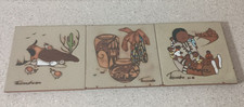 Cleo Teissedre Ceramic Tile Trivet 3 PC Lot Quail Cactus 6” Pottery Vases & Corn