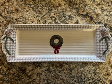 St Nicholas Square SNOW VALLEY Ceramic Serving Plate Tray, Christmas, 16&rdquo;