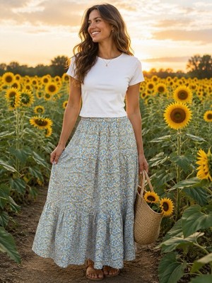 TULIP B Cottage Core , Boho, Long Floral Skirt Sz Large NWT Pockets, Lined