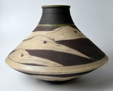 eccezionale vaso airone raku ceramica studio FRANK BOYDEN Oregon
