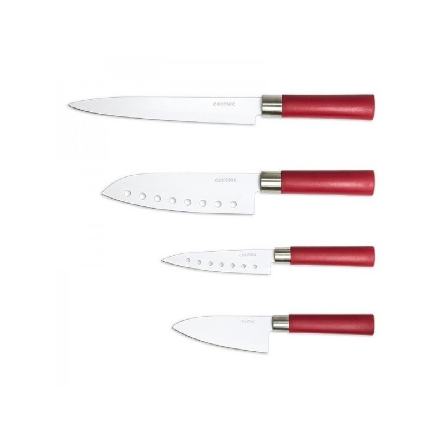 Cuchillo Set 4 cuchillos santoku con recubrimiento ceramico Cecotec