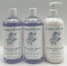 3 Pack Crabtree  Evelyn Nantucket Briar Lotion  Shower Gel Set 16.9 Oz Each