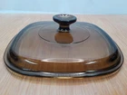 Pyrex Visions Amber Brown Clear Square Glass Replacement Lid A-9-C 8.5”