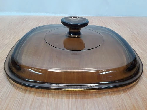 Pyrex Visions Amber Brown Clear Square Glass Replacement Lid A-9-C 8.5”