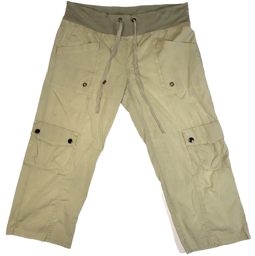 XCVI Women's Plus Gray Wide Leg Cargo Crop Capri Pants Y2K Sz L 34x23"