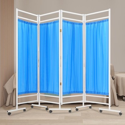 4-Panel Medical Room Space Divider, Portable and Foldable Medical Privacy Screen