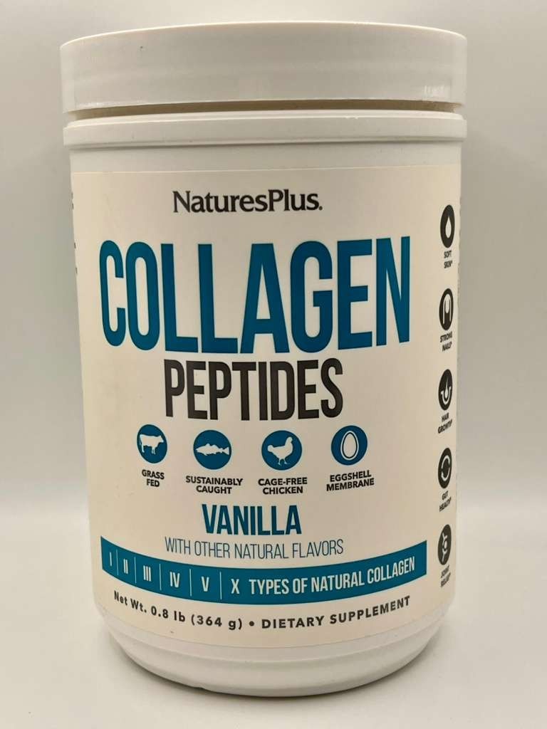 Nature Plus Collagen Peptides Vanilla 0.8lb Types I II III IV V X EXP 12/28