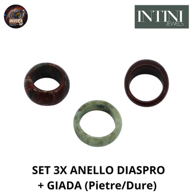 SET 3X JASPIS RING + JADE (Steine/Hart) 68 + 73 + 81 INTINI