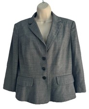 Ann Taylor Women's Sz 12 Gray 3 Button Wool Blend Career Blazer