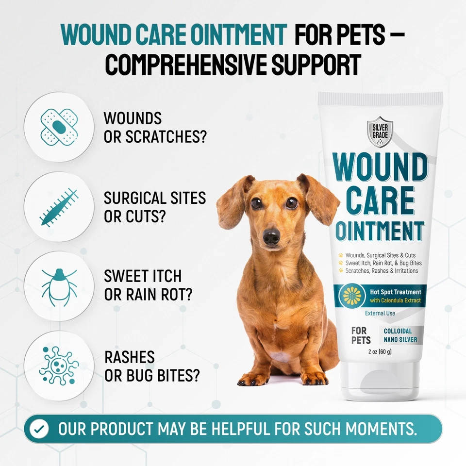 Hot Spot Treatment for Dogs Cat Wound Care for Rashes, Cuts, Scratches 2 oz Tube - Image 2 of 4