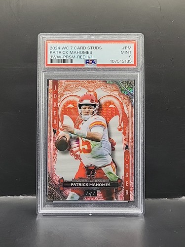 2024 Wild Card 7 Card Stud - Patrick Mahomes #PM Jokers Wild Red Prism #1/1 PSA9